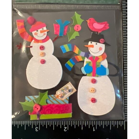 Handmade Holiday Sticker Set With Snowflakes Polar Bears & Snowmen Designs 3D - Picture 3 of 5